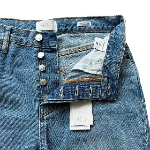 Rails Women's Atwater Slouchy Straight Jeans $188 26 Blue Bleach Wash High Rise - Picture 9 of 13